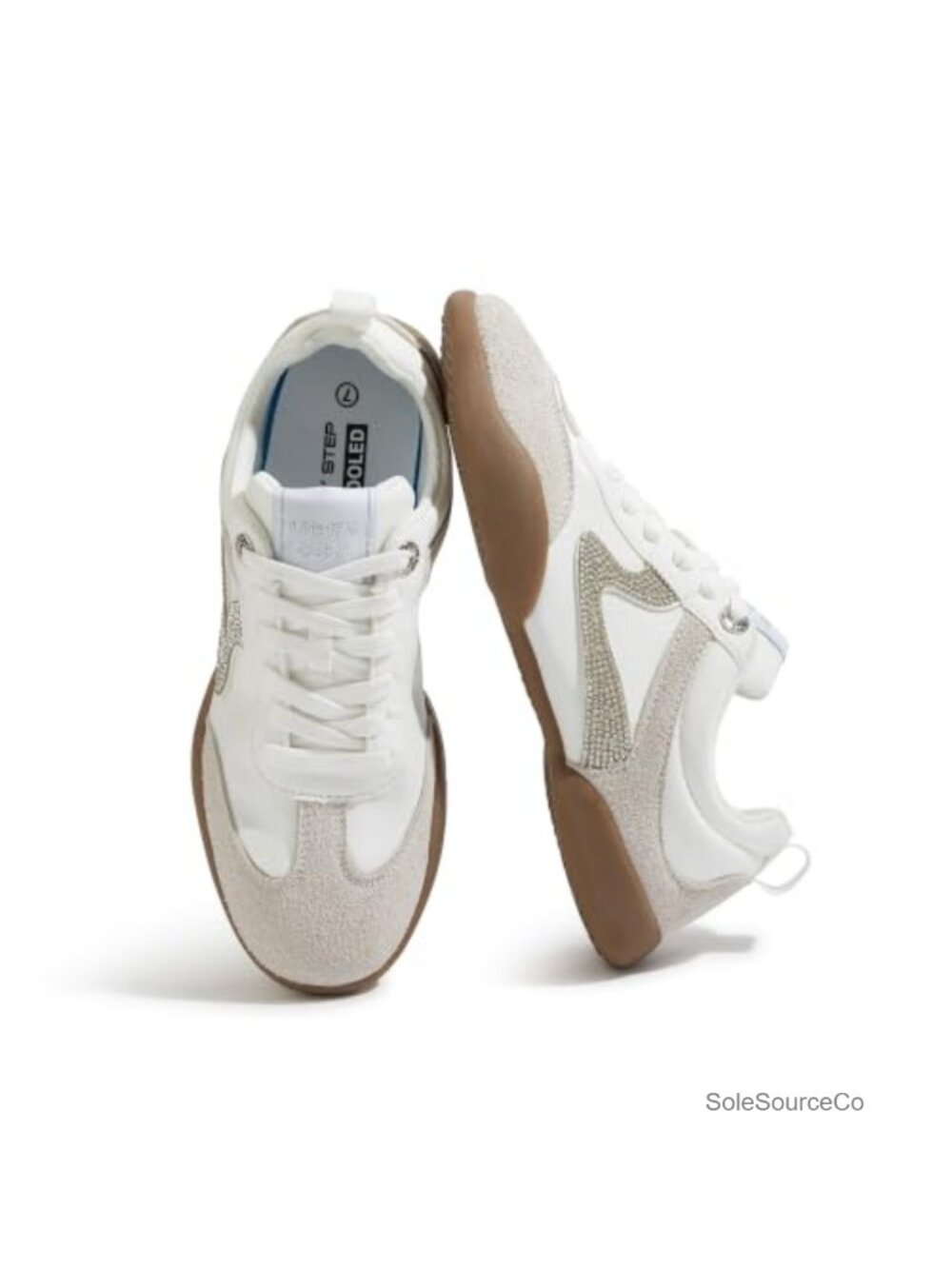 Rhinestone Accent Retro Low Profile Lace-Up Casual Sneakers